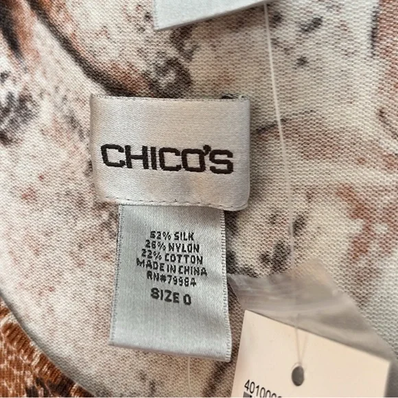 🆕 Chico’s 2 pc silk blend Frenchie tank & cardigan with sequins Size 0 - Picture 6 of 9